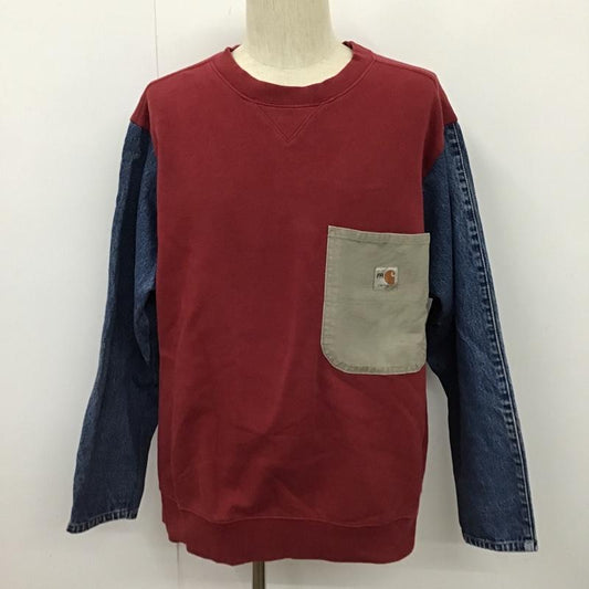 カーハート Carhartt トレーナー 長袖 長袖トレーナー スウェット カジュアルトレーナー LLbeanコラボ L ロゴ、文字 えんじ / ワインレッド / X インディゴ / インディゴ /  メンズ USED 古着 中古 10103179