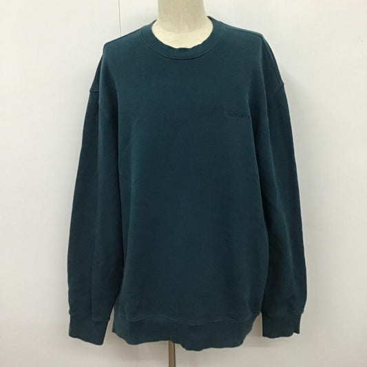 カーハート Carhartt トレーナー 長袖 長袖トレーナー スウェット クルーネックスウェット XXL ロゴ、文字 緑 / グリーン /  メンズ USED 古着 中古 10103223