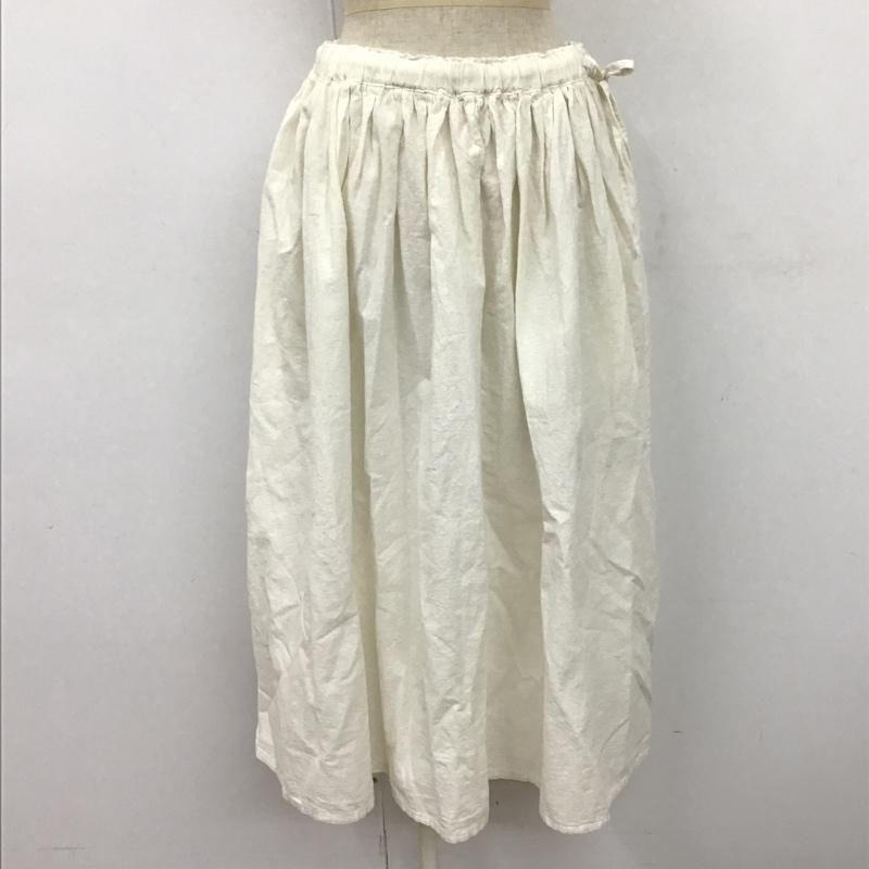 サマンサモスモス Samansa Mos2 スカート ロングスカート CLC-1504556 リネン混脇リボンタックギャザースカート ロングスカート フレアスカート FREE 無地 白 / ホワイト /  レディース USED 古着 中古 10103272
