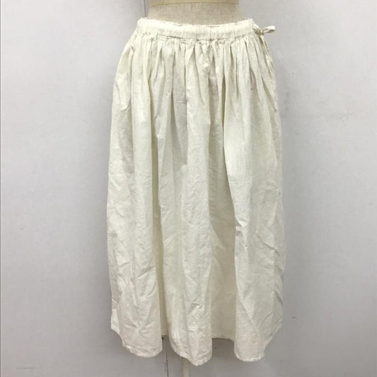 サマンサモスモス Samansa Mos2 スカート ロングスカート CLC-1504556 リネン混脇リボンタックギャザースカート ロングスカート フレアスカート FREE 無地 白 / ホワイト /  レディース USED 古着 中古 10103272