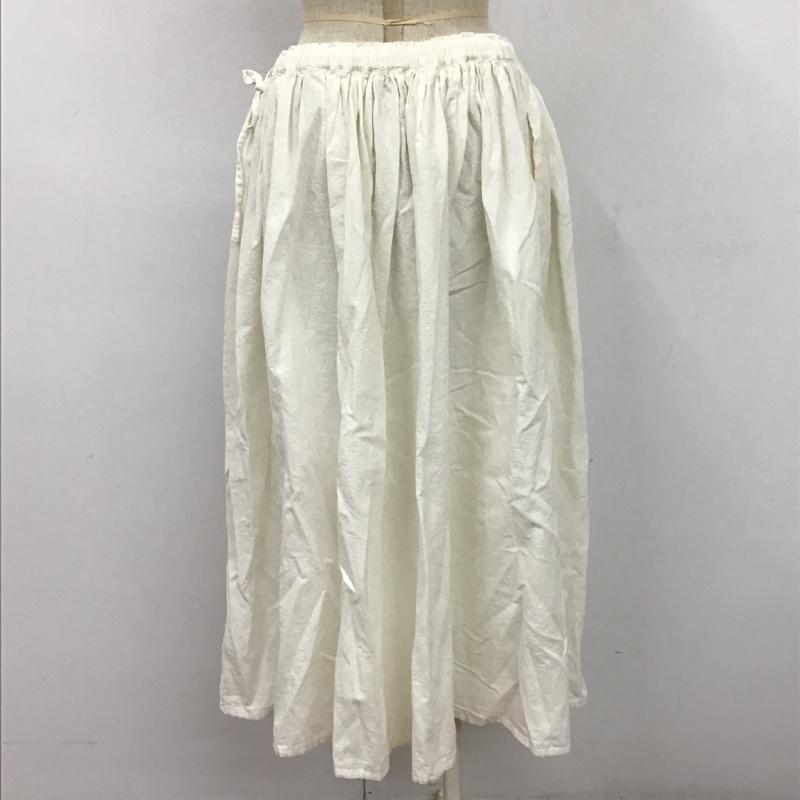 サマンサモスモス Samansa Mos2 スカート ロングスカート CLC-1504556 リネン混脇リボンタックギャザースカート ロングスカート フレアスカート FREE 無地 白 / ホワイト /  レディース USED 古着 中古 10103272