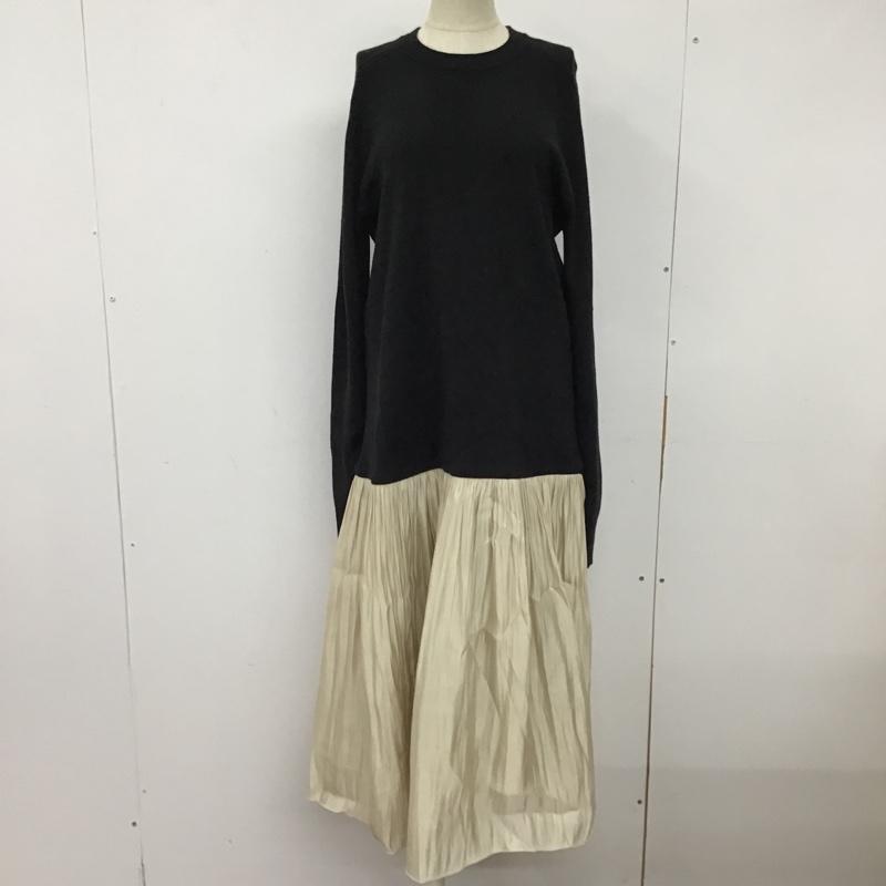 ミラオーウェン Mila Owen ワンピース ロングスカート 09WN0225064 長袖ワンピース フレアスカート ロングワンピース 1 無地 黒 / ブラック / X ベージュ / ベージュ /  レディース USED 古着 中古 10103280