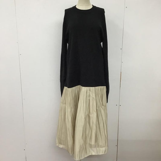 ミラオーウェン Mila Owen ワンピース ロングスカート 09WN0225064 長袖ワンピース フレアスカート ロングワンピース 1 無地 黒 / ブラック / X ベージュ / ベージュ /  レディース USED 古着 中古 10103280