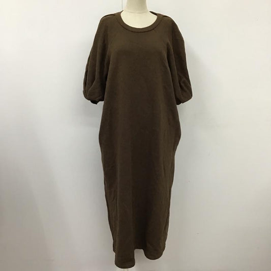 ザラ ZARA ワンピース ロングスカート 半袖ロングワンピース スウェットワンピース ロングフレアスカート L 無地 茶 / ブラウン /  レディース USED 古着 中古 10103311