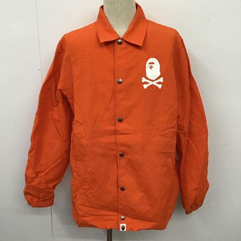 アベイシングエイプ A BATHING APE ジャケット、上着 ジャンパー、ブルゾン カラージャケット カジュアルジャケット アウター 前ボタンジャケット L ロゴ、文字 橙 / オレンジ /  メンズ USED 古着 中古 10103429