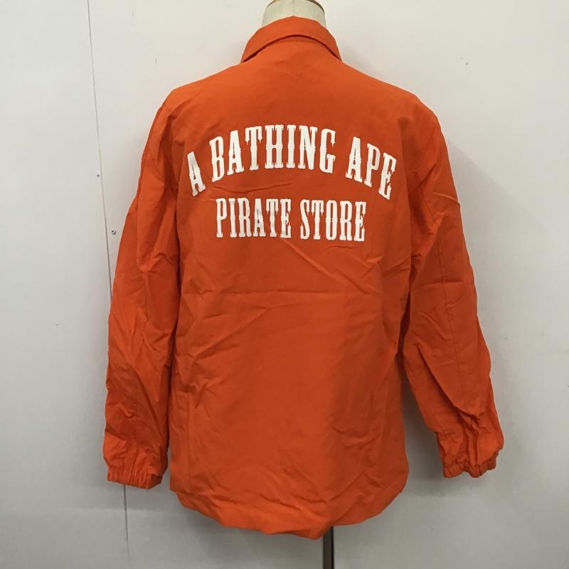 アベイシングエイプ A BATHING APE ジャケット、上着 ジャンパー、ブルゾン カラージャケット カジュアルジャケット アウター 前ボタンジャケット L ロゴ、文字 橙 / オレンジ /  メンズ USED 古着 中古 10103429
