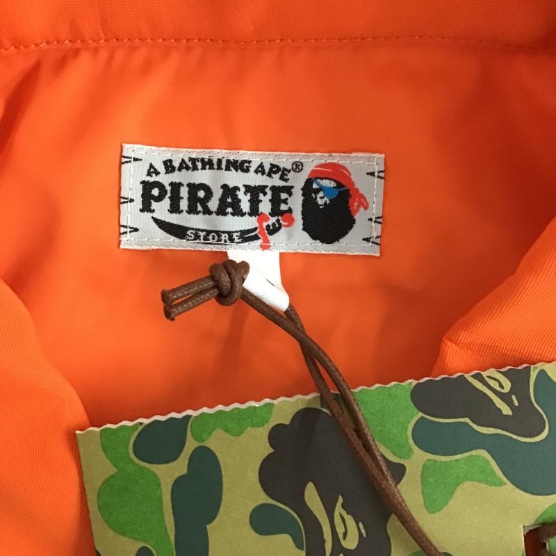 アベイシングエイプ A BATHING APE ジャケット、上着 ジャンパー、ブルゾン カラージャケット カジュアルジャケット アウター 前ボタンジャケット L ロゴ、文字 橙 / オレンジ /  メンズ USED 古着 中古 10103429