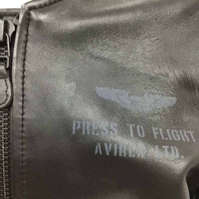 アヴィレックス AVIREX ジャケット、上着 ジャンパー、ブルゾン 6161088 MA-1ステンシルレザージャケット フライトジャケット 革ジャン ラムレザー L ロゴ、文字 黒 / ブラック /  メンズ USED 古着 中古 10103441
