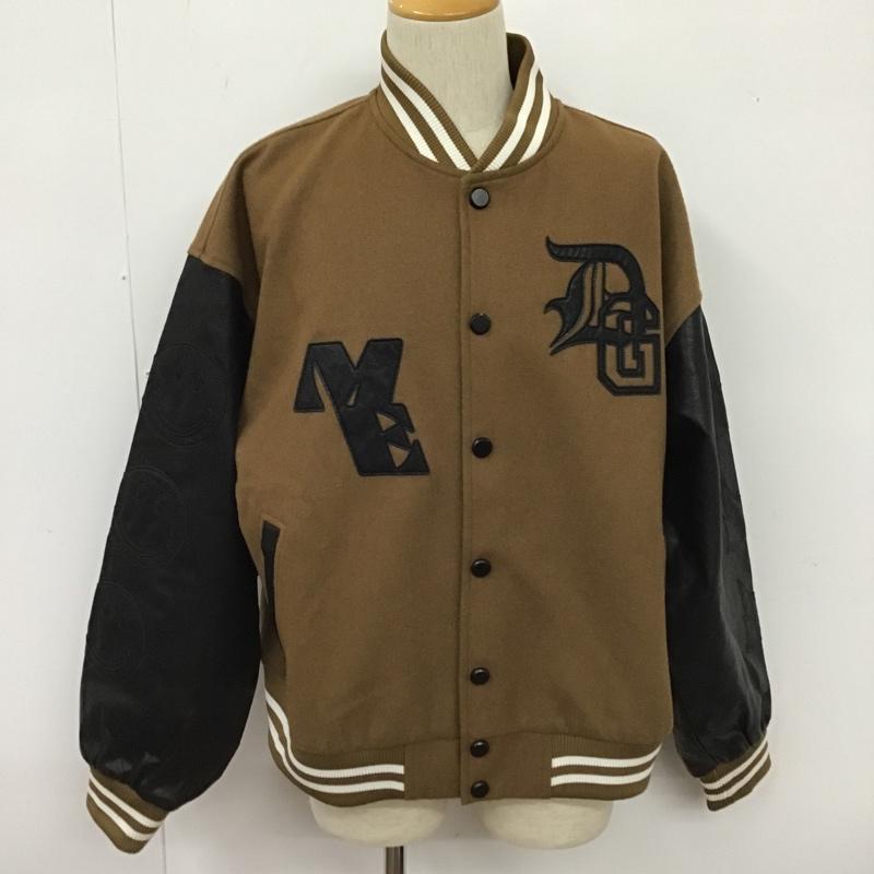 ミイ me ジャケット、上着 ジャンパー、ブルゾン スタジャン アウター ジャンパー ノーカラージャケット L ロゴ、文字 黒 / ブラック / X 茶 / ブラウン /  メンズ USED 古着 中古 10103443