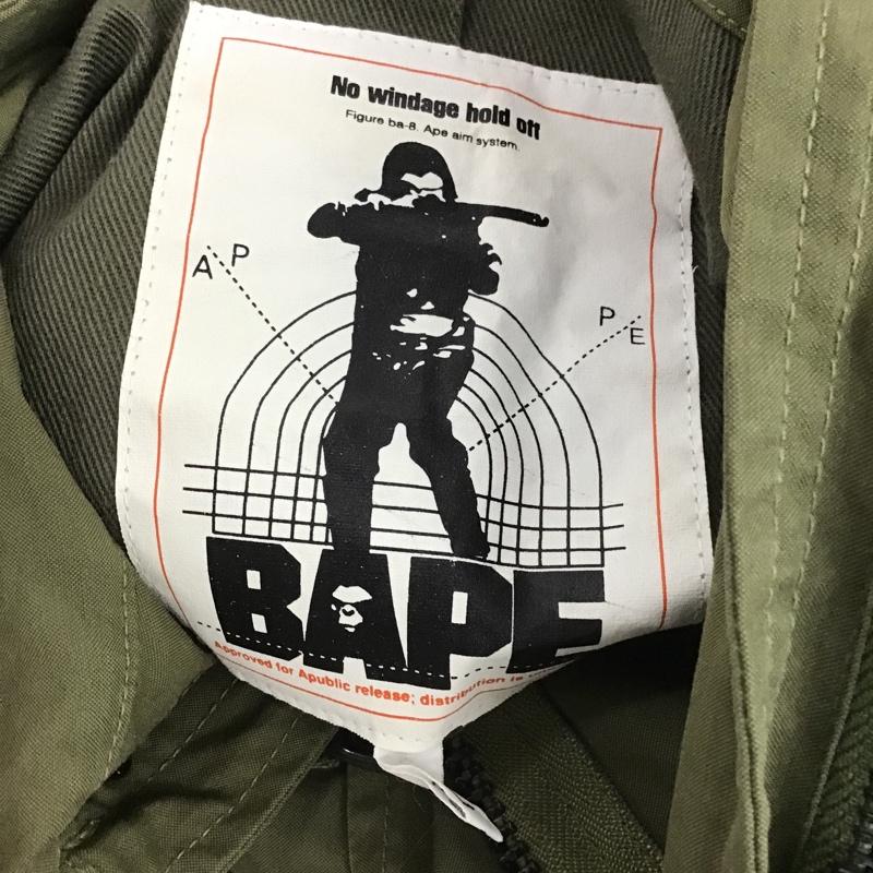 ベイプ BAPE ジャケット、上着 ジャンパー、ブルゾン ミリタリージャケット カジュアルジャケット ジップアップジャケット L ロゴ、文字 カーキ / カーキ /  メンズ USED 古着 中古 10103452