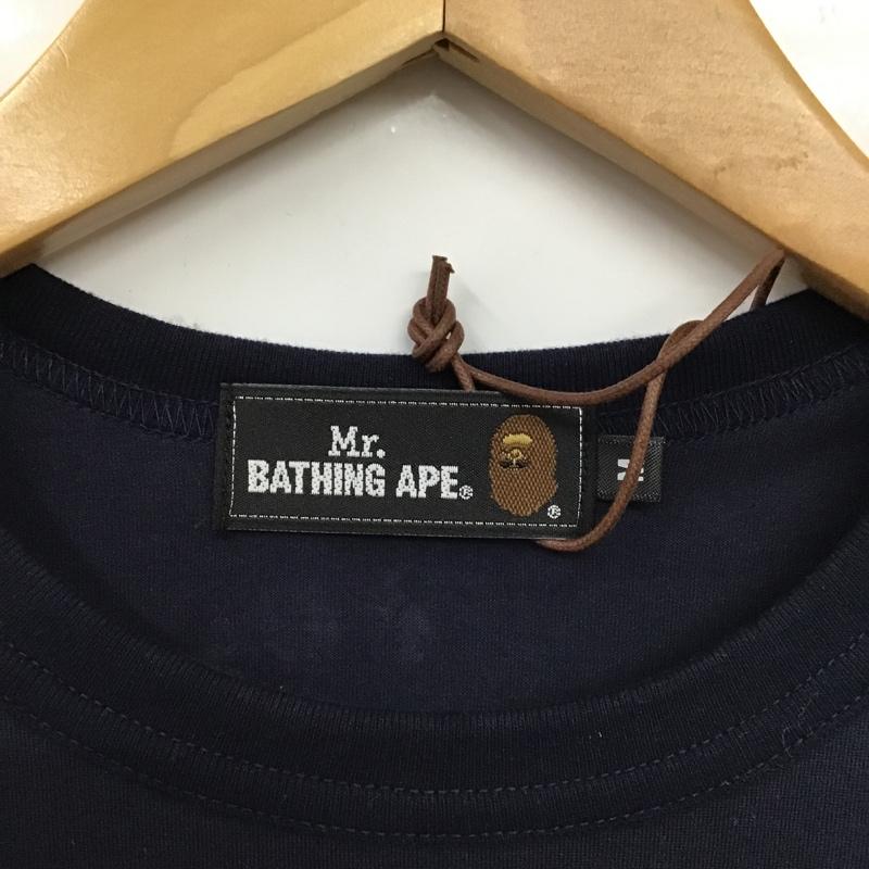 アベイシングエイプ A BATHING APE Tシャツ 半袖 007CSF801002X Tシャツ 半袖カットソー クルーネックカットソー M ロゴ、文字 紺 / ネイビー /  メンズ USED 古着 中古 10103466