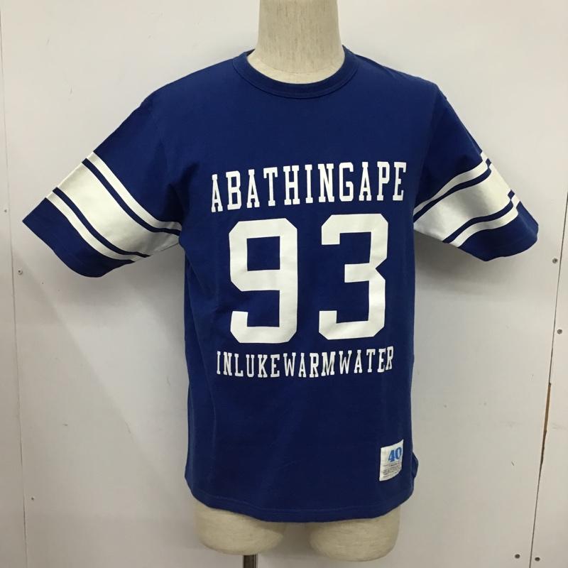 アベイシングエイプ A BATHING APE Tシャツ 半袖 M ロゴ、文字 青 / ブルー /  メンズ USED 古着 中古 10103474
