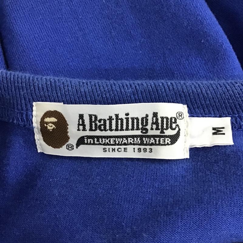 アベイシングエイプ A BATHING APE Tシャツ 半袖 M ロゴ、文字 青 / ブルー /  メンズ USED 古着 中古 10103474