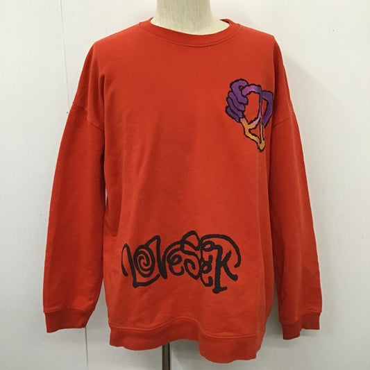 ザラ ZARA トレーナー 長袖 XL プリント 橙 / オレンジ /  メンズ USED 古着 中古 10103484