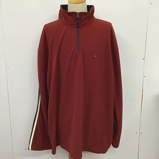 トミーヒルフィガー TOMMY HILFIGER カットソー 長袖 ハーフジップ XXL 無地 えんじ / ワインレッド /  メンズ USED 古着 中古 10103487