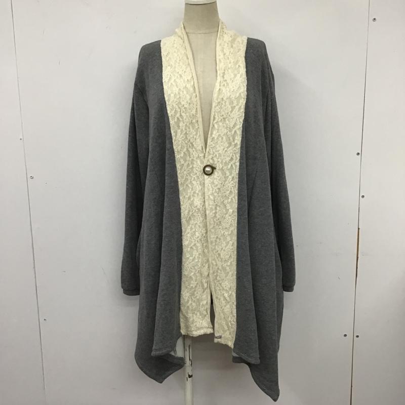 アクシーズファム axes femme カーディガン 長袖 長袖カーディガン ロングカーディガン ノーカラーカーディガン M 無地 灰 / グレー /  レディース USED 古着 中古 10103509