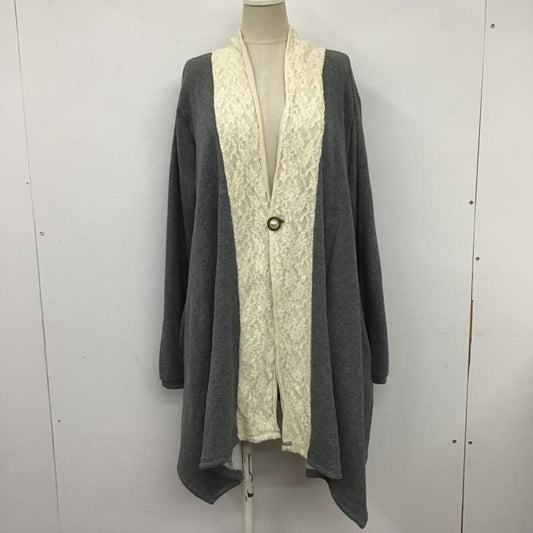 アクシーズファム axes femme カーディガン 長袖 長袖カーディガン ロングカーディガン ノーカラーカーディガン M 無地 灰 / グレー /  レディース USED 古着 中古 10103509