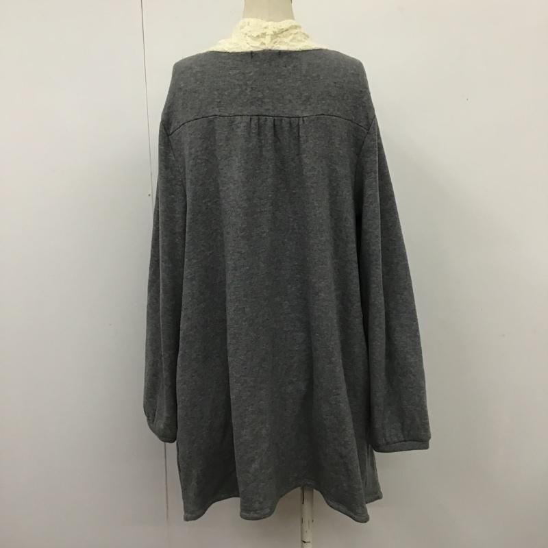 アクシーズファム axes femme カーディガン 長袖 長袖カーディガン ロングカーディガン ノーカラーカーディガン M 無地 灰 / グレー /  レディース USED 古着 中古 10103509