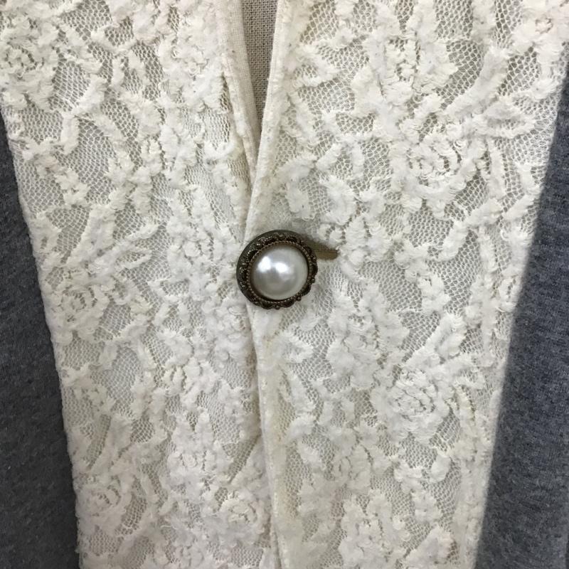アクシーズファム axes femme カーディガン 長袖 長袖カーディガン ロングカーディガン ノーカラーカーディガン M 無地 灰 / グレー /  レディース USED 古着 中古 10103509