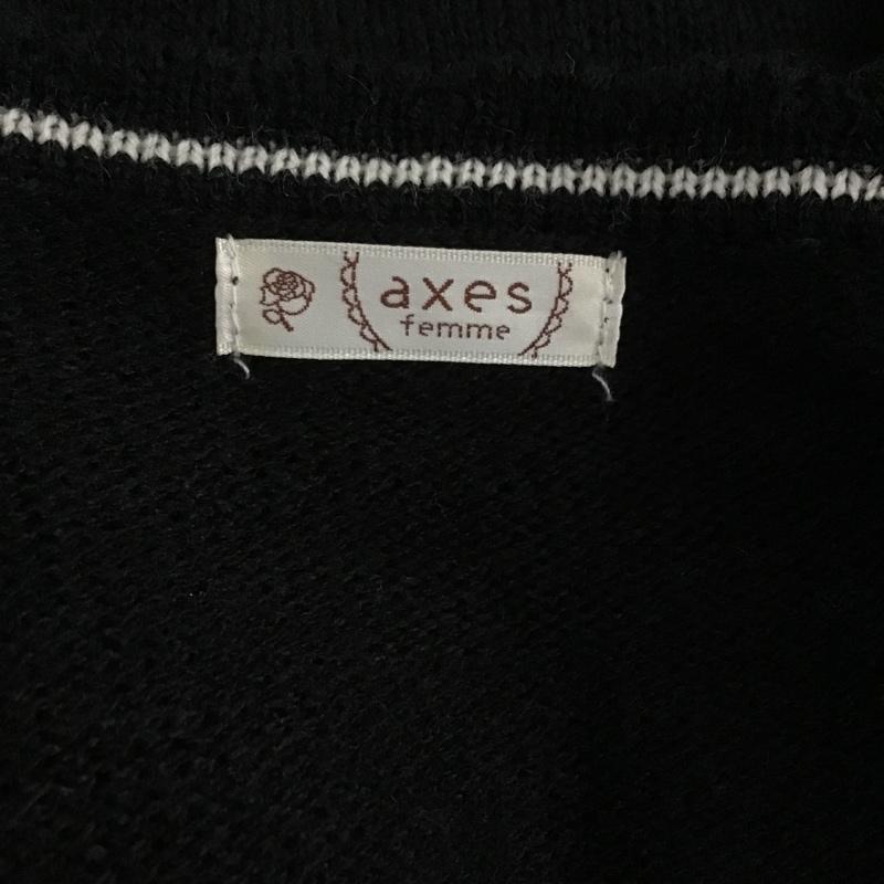 アクシーズファム axes femme カーディガン 長袖 長袖ニットカーディガン ロングカーディガン ロングニット カーディガン M 無地 黒 / ブラック /  レディース USED 古着 中古 10103511