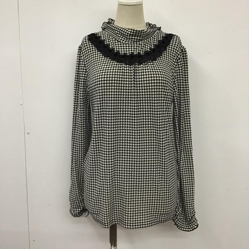 アクシーズファム axes femme カットソー 長袖 長袖カットソー ロングスリーブカットソー 袖レース タートルネック M 格子柄 X 総柄 白 / ホワイト / X 黒 / ブラック /  レディース USED 古着 中古 10103517