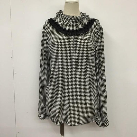 アクシーズファム axes femme カットソー 長袖 長袖カットソー ロングスリーブカットソー 袖レース タートルネック M 格子柄 X 総柄 白 / ホワイト / X 黒 / ブラック /  レディース USED 古着 中古 10103517