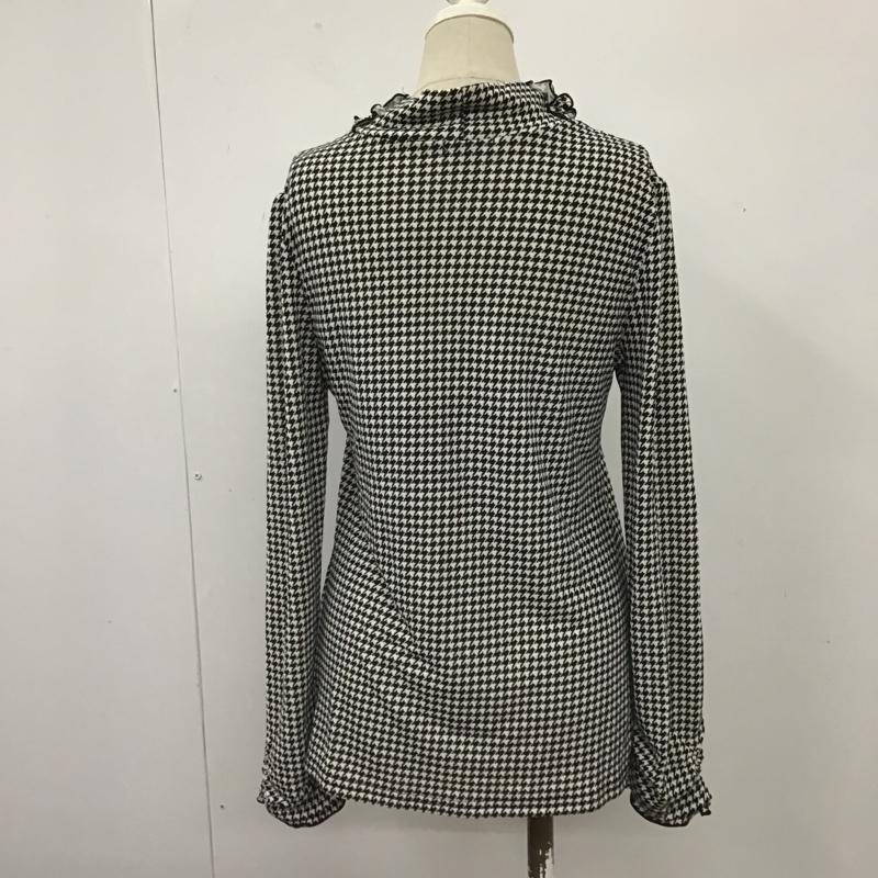 アクシーズファム axes femme カットソー 長袖 長袖カットソー ロングスリーブカットソー 袖レース タートルネック M 格子柄 X 総柄 白 / ホワイト / X 黒 / ブラック /  レディース USED 古着 中古 10103517