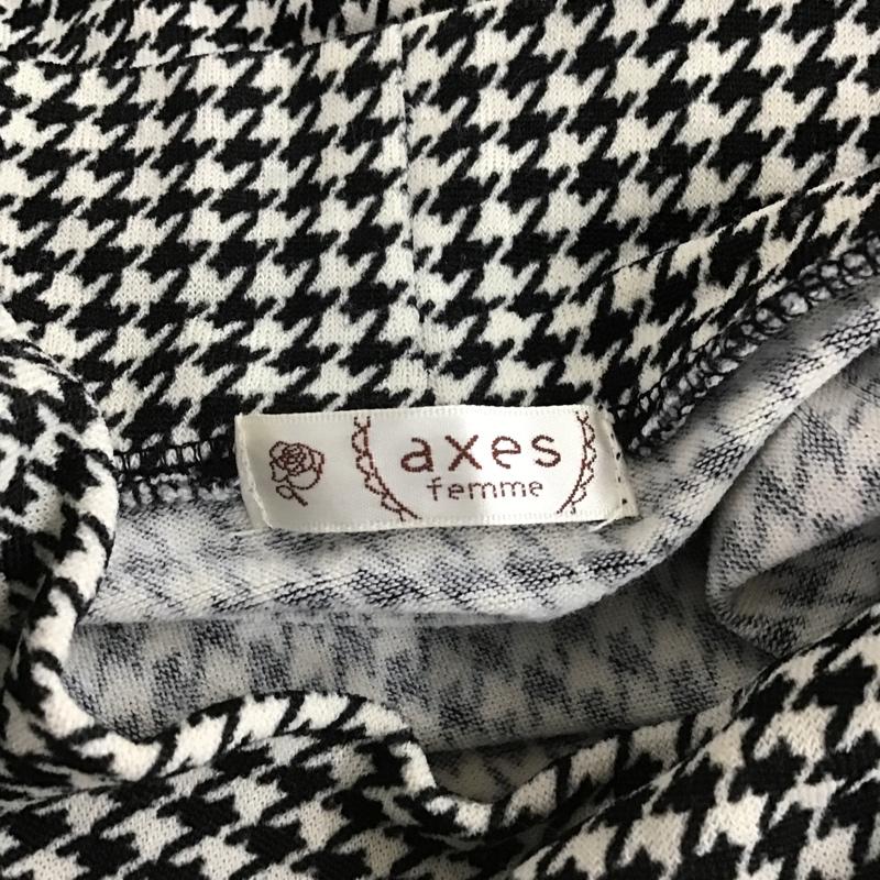 アクシーズファム axes femme カットソー 長袖 長袖カットソー ロングスリーブカットソー 袖レース タートルネック M 格子柄 X 総柄 白 / ホワイト / X 黒 / ブラック /  レディース USED 古着 中古 10103517
