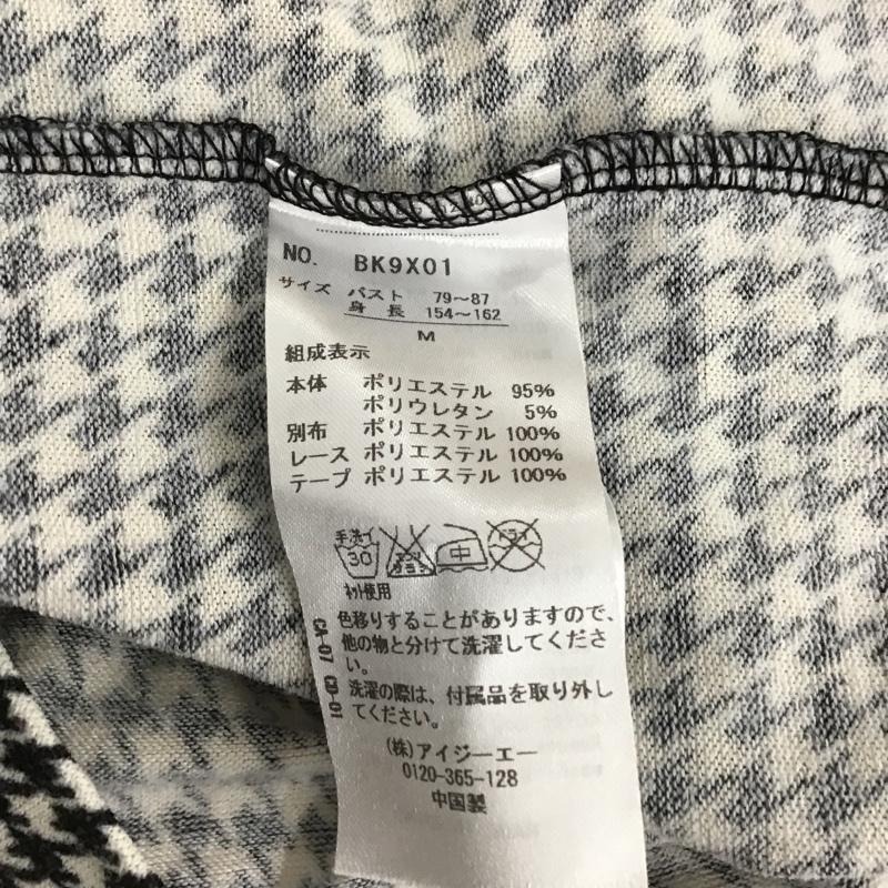 アクシーズファム axes femme カットソー 長袖 長袖カットソー ロングスリーブカットソー 袖レース タートルネック M 格子柄 X 総柄 白 / ホワイト / X 黒 / ブラック /  レディース USED 古着 中古 10103517