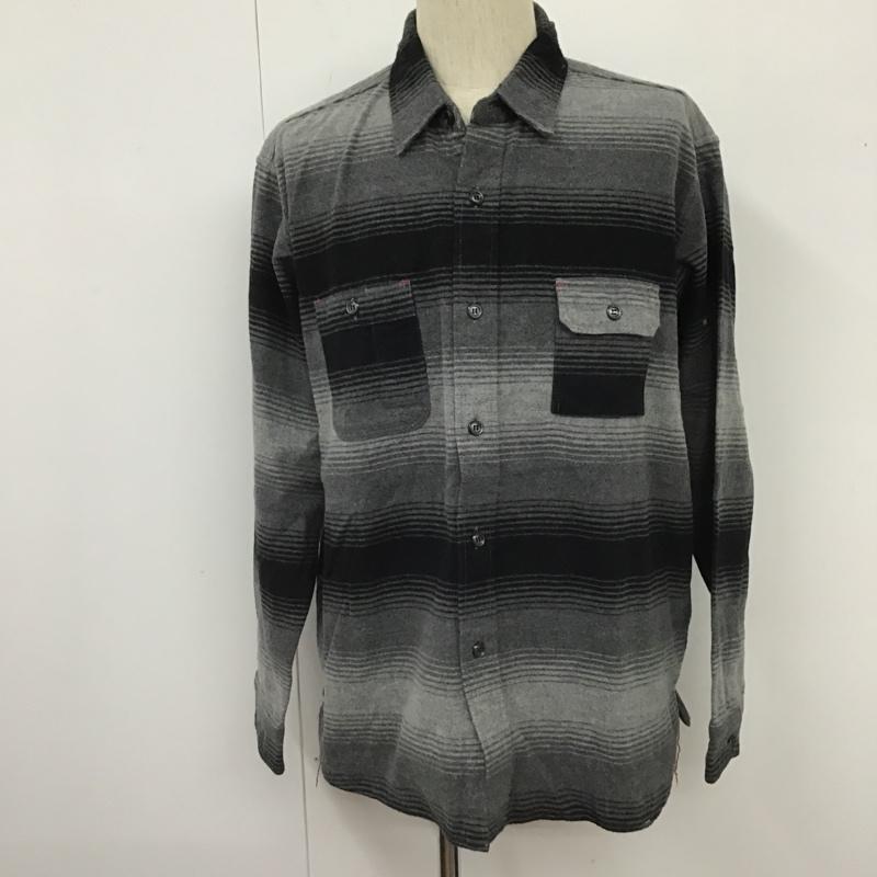 シュガーケーン SUGAR CANE シャツ、ブラウス 長袖 ネルシャツ 長袖シャツ カラーシャツ ボーダーシャツ XL ボーダー柄 黒 / ブラック /  メンズ USED 古着 中古 10103541