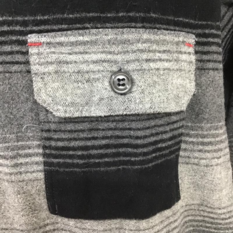 シュガーケーン SUGAR CANE シャツ、ブラウス 長袖 ネルシャツ 長袖シャツ カラーシャツ ボーダーシャツ XL ボーダー柄 黒 / ブラック /  メンズ USED 古着 中古 10103541