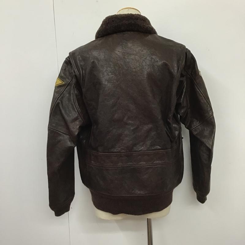 アヴィレックス AVIREX ジャケット、上着 ジャンパー、ブルゾン 6151093 G-1FIGHTING33REVIVAL レザージャケット アウター ジップアップジャケット 44 刺繍 X ロゴ、文字 茶 / ブラウン /  メンズ USED 古着 中古 10103549