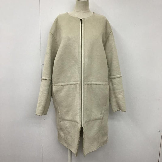 ローリーズファーム LOWRYS FARM ジャケット、上着 ジャンパー、ブルゾン LF717030AD 裏ボアムートンコート アウター ジップアップジャケット ノーカラージャケット M 無地 ベージュ / ベージュ /  レディース USED 古着 中古 10103575