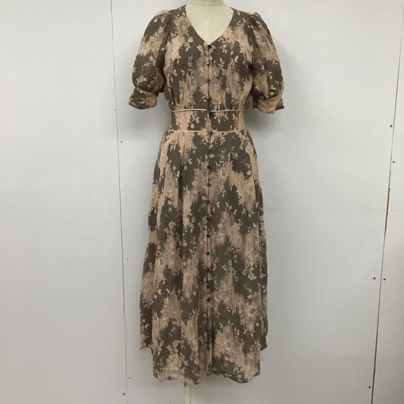 ロイヤルパーティー ROYAL PARTY ワンピース ロングスカート 7412-231-1 レースワンピース 半袖ロングワンピース 前開ワンピース FREE 総柄 X 花柄 灰 / グレー / X 桃 / ピンク /  レディース USED 古着 中古 10103593