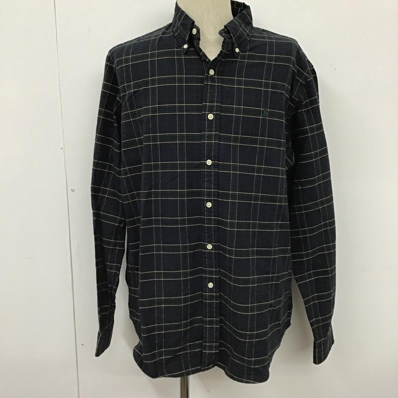 ラルフローレン RALPHLAUREN シャツ、ブラウス 長袖 ボタンダウン チェック L ワンポイント 紺 / ネイビー / X 緑 / グリーン / X 黄 / イエロー /  メンズ USED 古着 中古 10103631