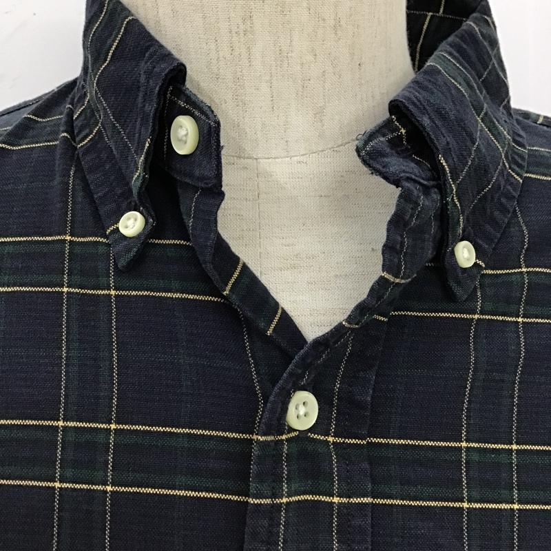 ラルフローレン RALPHLAUREN シャツ、ブラウス 長袖 ボタンダウン チェック L ワンポイント 紺 / ネイビー / X 緑 / グリーン / X 黄 / イエロー /  メンズ USED 古着 中古 10103631