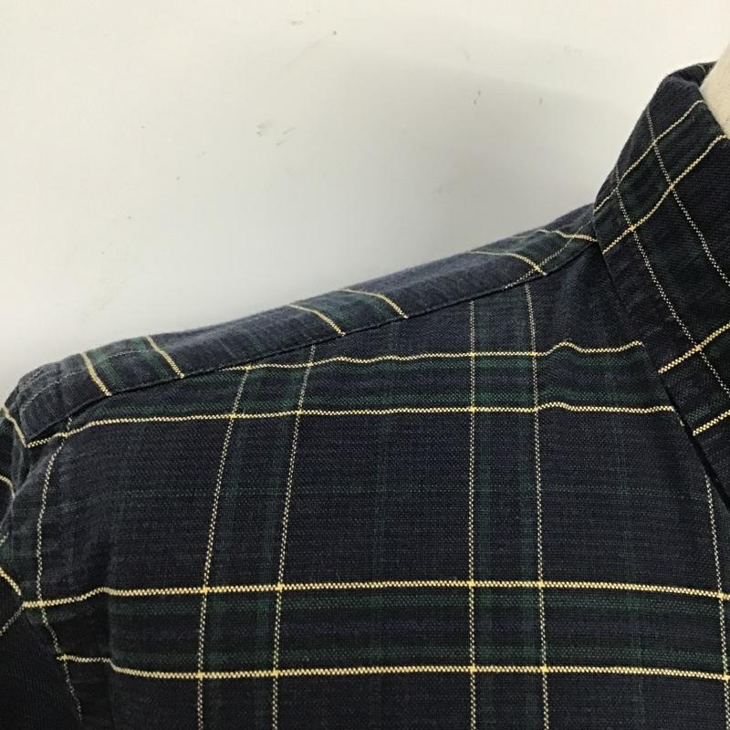 ラルフローレン RALPHLAUREN シャツ、ブラウス 長袖 ボタンダウン チェック L ワンポイント 紺 / ネイビー / X 緑 / グリーン / X 黄 / イエロー /  メンズ USED 古着 中古 10103631