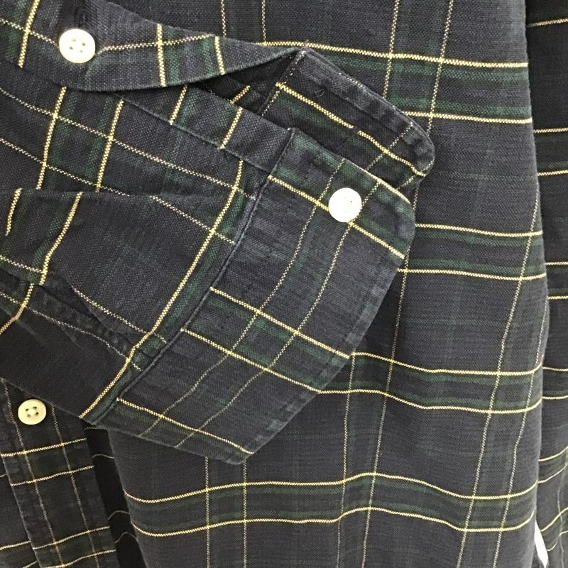 ラルフローレン RALPHLAUREN シャツ、ブラウス 長袖 ボタンダウン チェック L ワンポイント 紺 / ネイビー / X 緑 / グリーン / X 黄 / イエロー /  メンズ USED 古着 中古 10103631