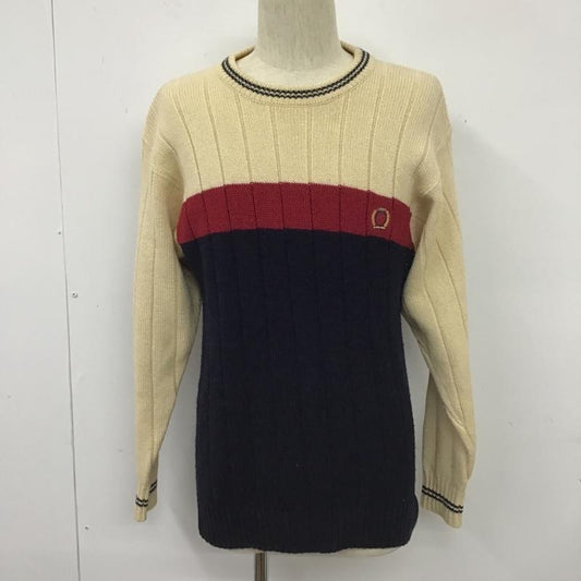 トミーヒルフィガー TOMMY HILFIGER ニット、セーター 長袖 クルーネック コットン ウール M ワンポイント 紺 / ネイビー / X えんじ / ワインレッド / X アイボリー / アイボリー /  メンズ USED 古着 中古 10103635
