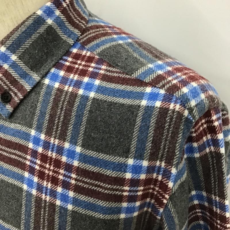 ブルーワーク BLUE WORK シャツ、ブラウス 長袖 コットン ボタンダウン 2 チェック 白 / ホワイト / X 青 / ブルー / X えんじ / ワインレッド / X ダークグレー / ダークグレー /  メンズ USED 古着 中古 10103645