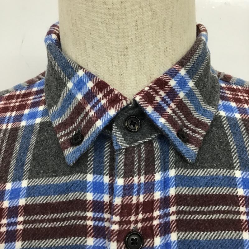 ブルーワーク BLUE WORK シャツ、ブラウス 長袖 コットン ボタンダウン 2 チェック 白 / ホワイト / X 青 / ブルー / X えんじ / ワインレッド / X ダークグレー / ダークグレー /  メンズ USED 古着 中古 10103645