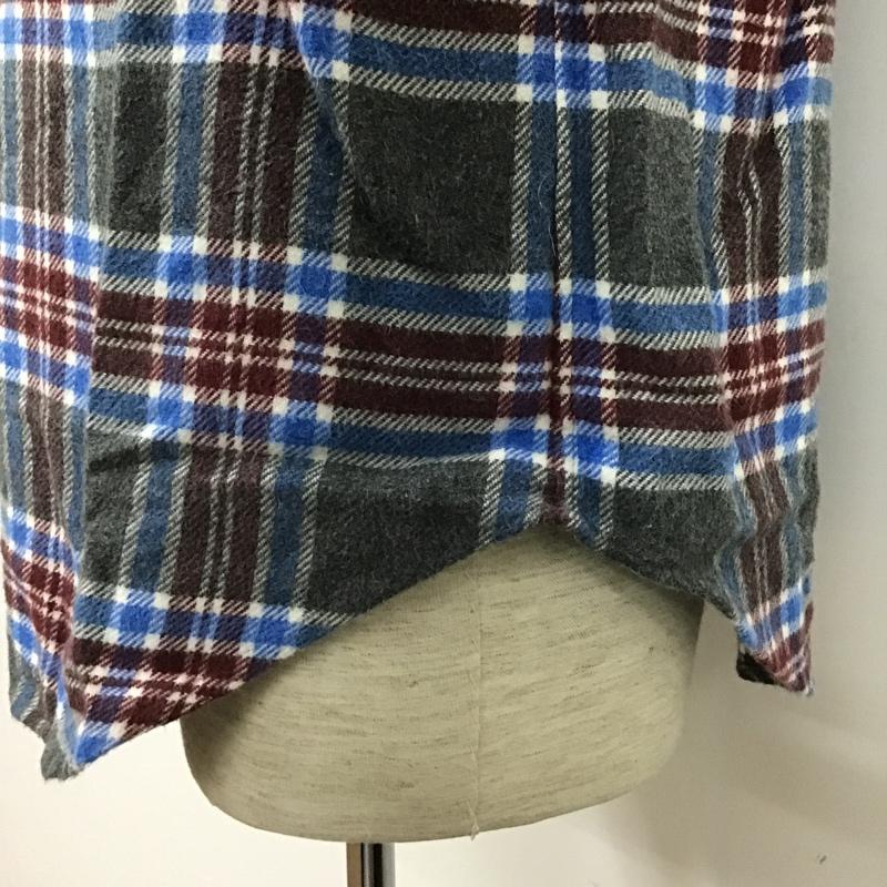 ブルーワーク BLUE WORK シャツ、ブラウス 長袖 コットン ボタンダウン 2 チェック 白 / ホワイト / X 青 / ブルー / X えんじ / ワインレッド / X ダークグレー / ダークグレー /  メンズ USED 古着 中古 10103645