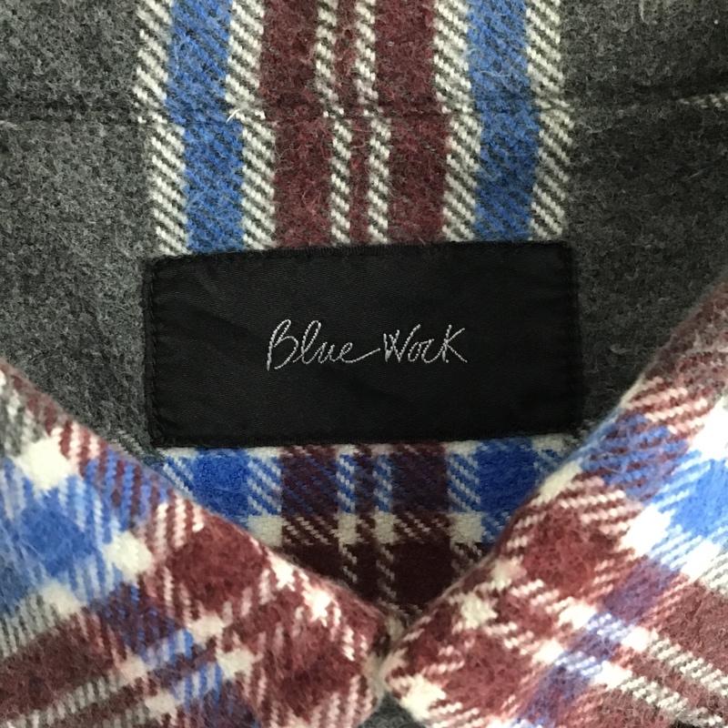 ブルーワーク BLUE WORK シャツ、ブラウス 長袖 コットン ボタンダウン 2 チェック 白 / ホワイト / X 青 / ブルー / X えんじ / ワインレッド / X ダークグレー / ダークグレー /  メンズ USED 古着 中古 10103645