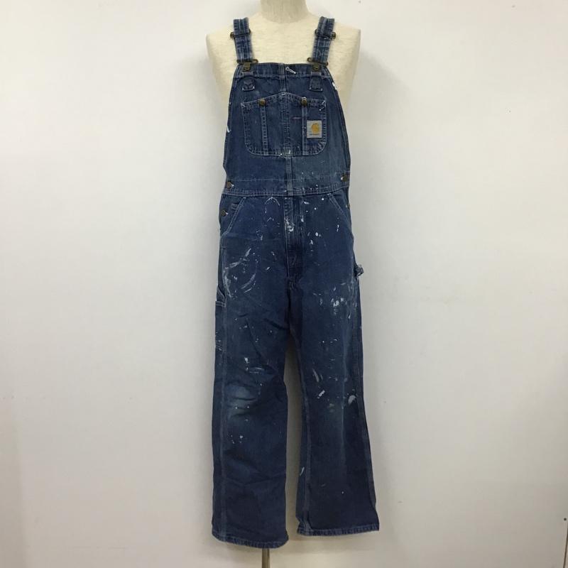 カーハート Carhartt サロペット・オーバーオール サロペット、オーバーオール R07DST デニム 32 × 30 ロゴ、文字 青 / ブルー /  メンズ USED 古着 中古 10103652