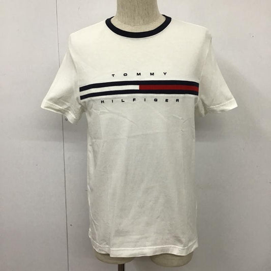 トミーヒルフィガー TOMMY HILFIGER Tシャツ 半袖 C8178498007 ラインフラッグ クルーネック S ロゴ、文字 白 / ホワイト /  メンズ USED 古着 中古 10103658