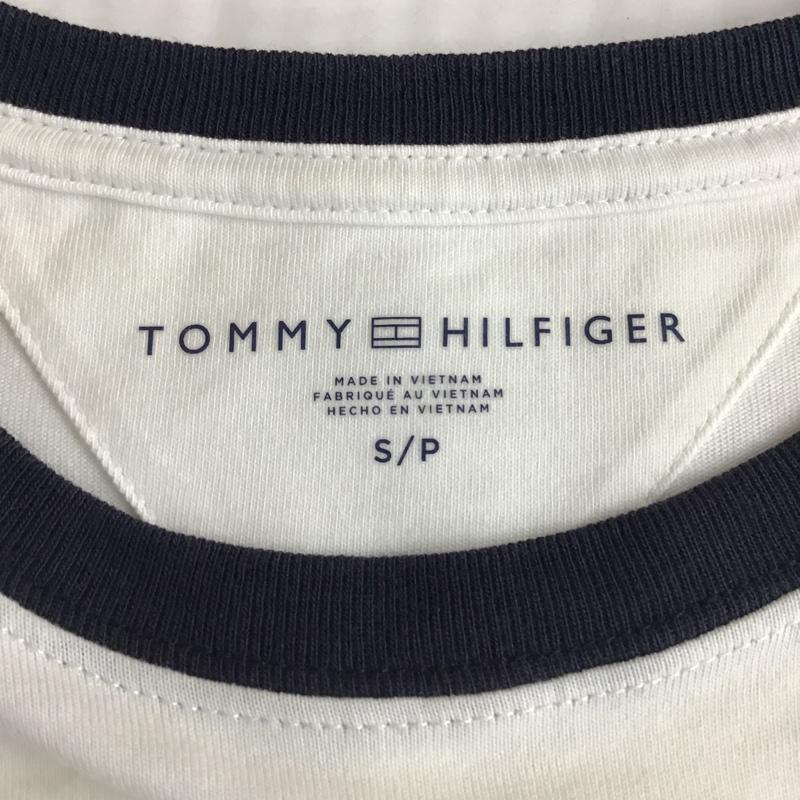 トミーヒルフィガー TOMMY HILFIGER Tシャツ 半袖 C8178498007 ラインフラッグ クルーネック S ロゴ、文字 白 / ホワイト /  メンズ USED 古着 中古 10103658