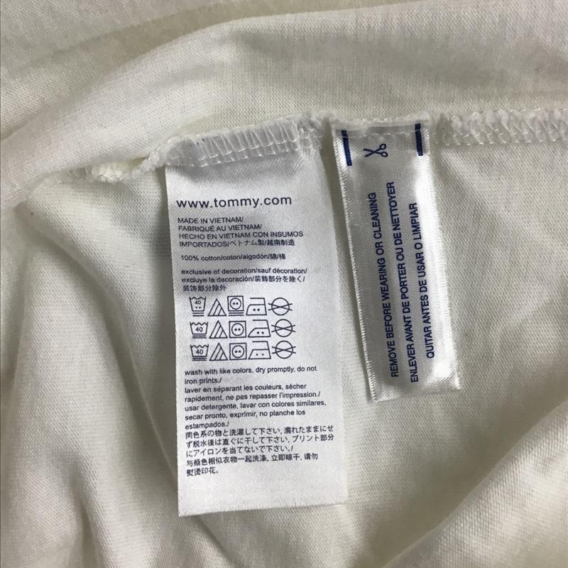 トミーヒルフィガー TOMMY HILFIGER Tシャツ 半袖 C8178498007 ラインフラッグ クルーネック S ロゴ、文字 白 / ホワイト /  メンズ USED 古着 中古 10103658