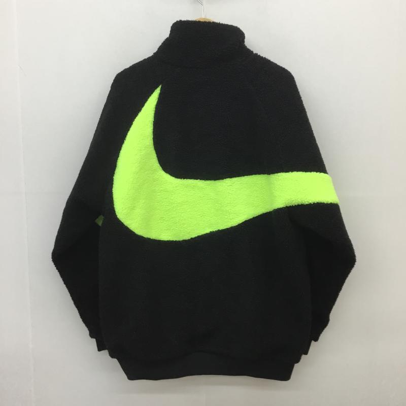 ナイキ NIKE ジャケット、上着 ジャンパー、ブルゾン BIG SWOOSH BOA JACKET ビッグ スウォッシュ ボア ジャケット BQ6546-017 リバーシブル L ロゴ、文字 黒 / ブラック / X 黄緑 / イエローグリーン /  メンズ USED 古着 中古 10103678