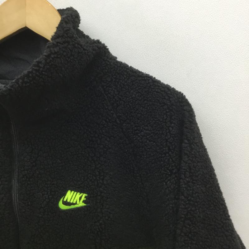ナイキ NIKE ジャケット、上着 ジャンパー、ブルゾン BIG SWOOSH BOA JACKET ビッグ スウォッシュ ボア ジャケット BQ6546-017 リバーシブル L ロゴ、文字 黒 / ブラック / X 黄緑 / イエローグリーン /  メンズ USED 古着 中古 10103678