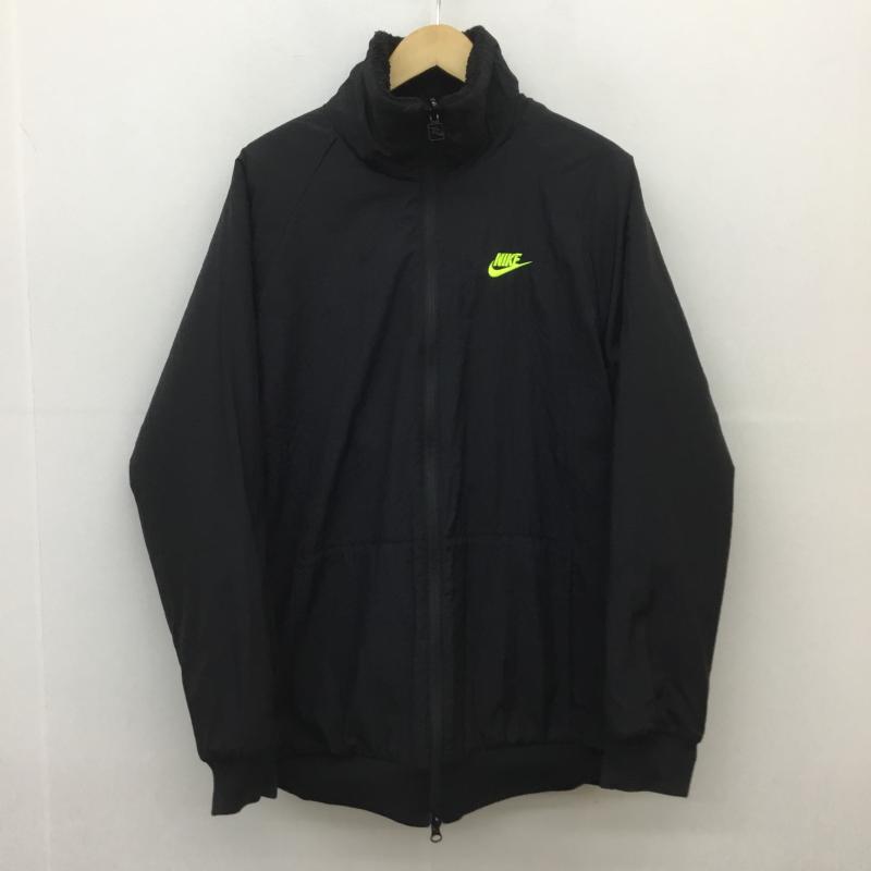 ナイキ NIKE ジャケット、上着 ジャンパー、ブルゾン BIG SWOOSH BOA JACKET ビッグ スウォッシュ ボア ジャケット BQ6546-017 リバーシブル L ロゴ、文字 黒 / ブラック / X 黄緑 / イエローグリーン /  メンズ USED 古着 中古 10103678